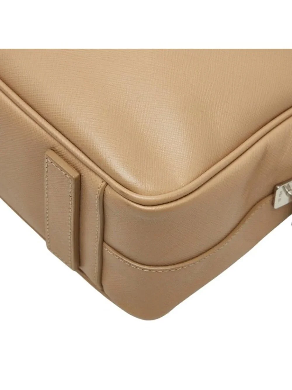 Prada Handbag Briefcase Business Beige Saffiano Leather